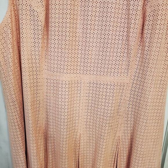 Limited pale peachy pink eyelet soft midi dress plus size 3X - Picture 4 of 10